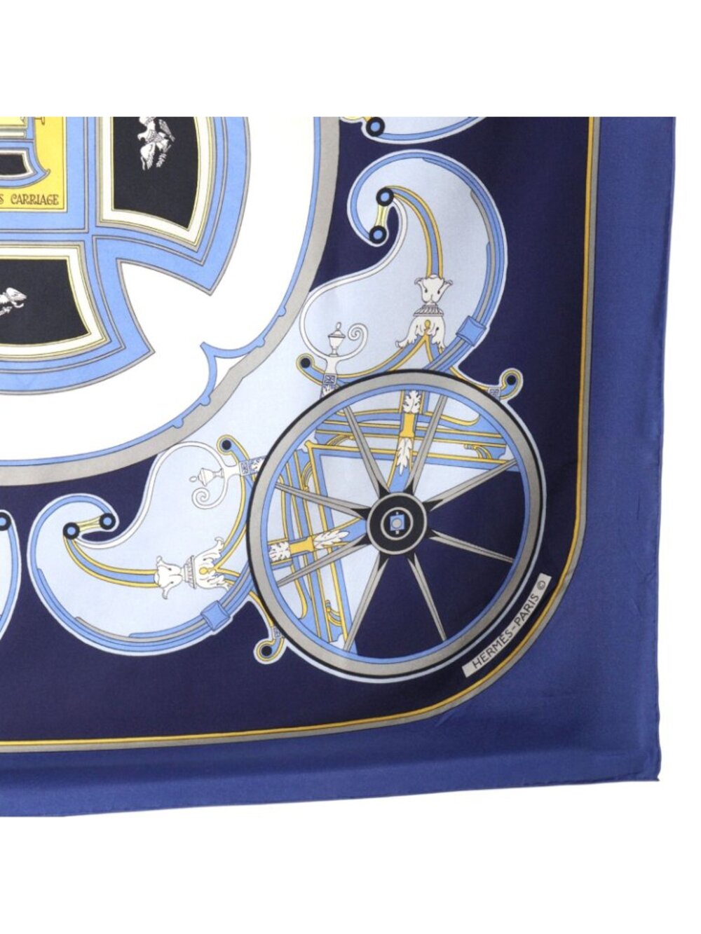 Hermes Carre 90 Washington's Carriage George Silk Blue Scarf - Picture 5 of 14